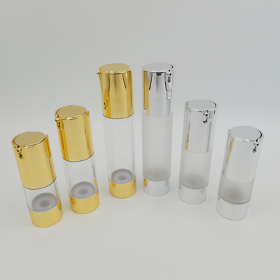 工場価格の光沢がある銀製色15ml、30ml、贅沢で空気のないびん2022年を包む50ml Skincare