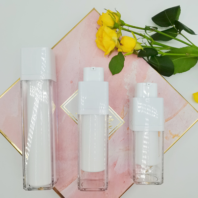 回転式正方形の空気のないびん15ml 30ml 50mlの倍の壁の絹の選別の無光沢の包装のびん