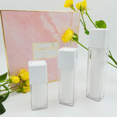 回転式正方形の空気のないびん15ml 30ml 50mlの倍の壁の絹の選別の無光沢の包装のびん