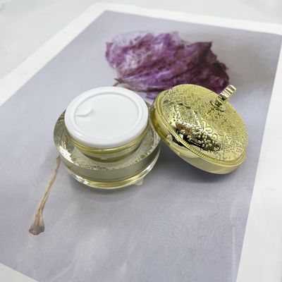 金明確なプラスチック化粧品の容器の贅沢なクリームの瓶5g 15gの円形は金属で処理した