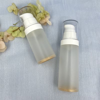 透明なPPの空気のないびんポンプ30ml 50ml木パターン シルク スクリーン