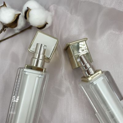 真珠の白いローション帽子が付いている化粧品ポンプびんの正方形80ml 120mlの漏出証拠