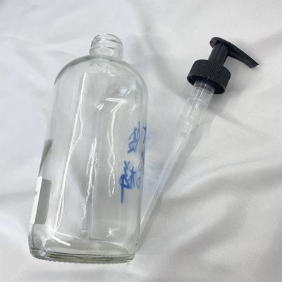 ローション ポンプとの透明な500mlスキン ケアのガラス ビンの液体反紫外線