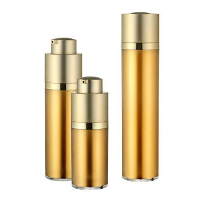 金30ml 15mlの空気のないポンプは化粧品のために電気めっきするアクチュエーター二重壁をびん詰めにする