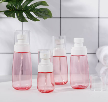 100ml Petgポンプびんの透明なピンクの単一のパッキング罰金のスプレーヤーの白い顔の柔らかいタッチ